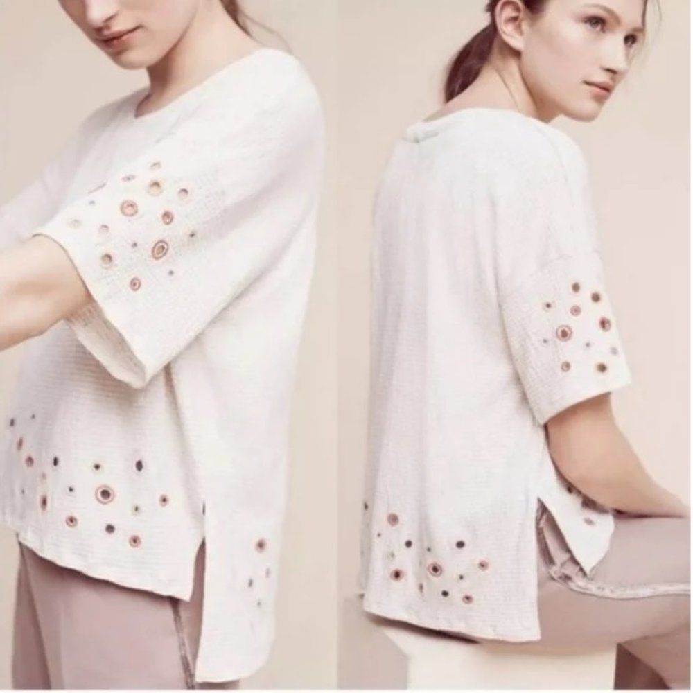 ANTHROPOLOGIE Cantina Eyelet T-Shirt. Sz. XS‎
